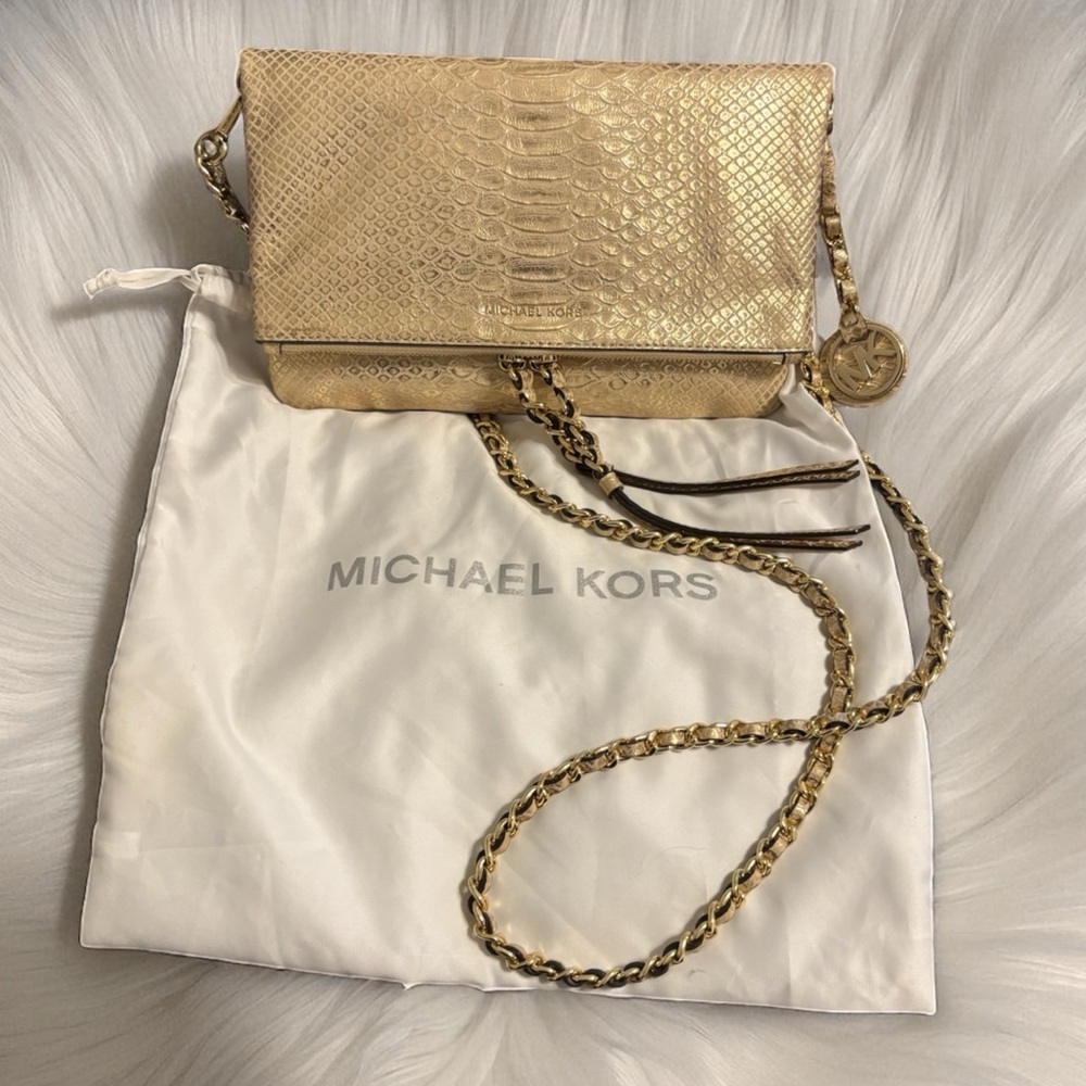 MICHAEL KORS Python Embossed Corinne Messenger w/ Dust Bag